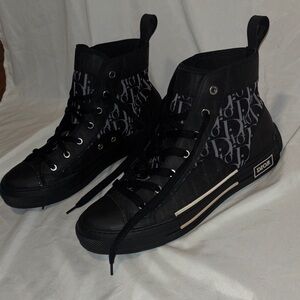 Dior Monogram High-Top Sneakers in Black and Gray